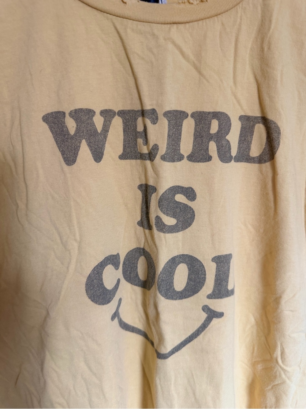 Moonshine Rebel Weird Is Cool Graphic T-Shirt Mustard Yellow Medium